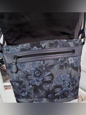 Coach Blue Crossbody Bag with Floral Detail